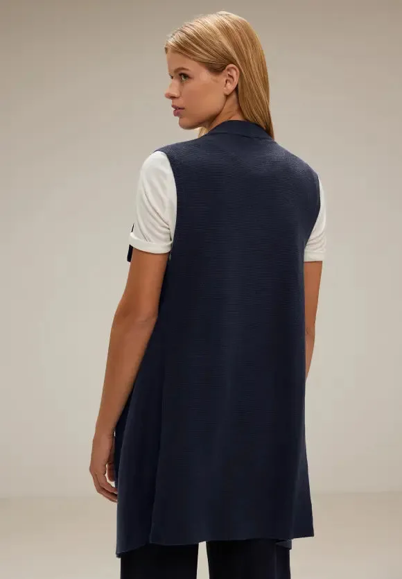 253671- Navy Sleeveless Cardigan - Street One