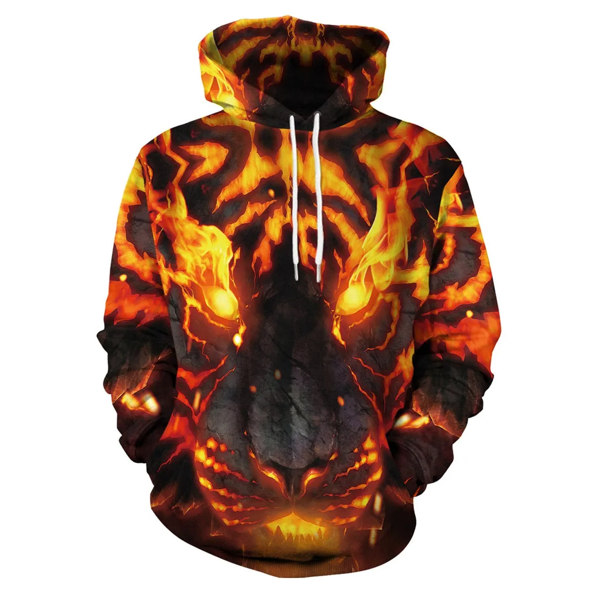 3D Harajuku Printed Animal Flame Hoodie