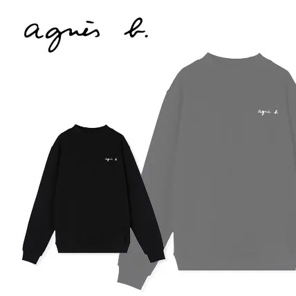 Agnes b  |Unisex Street Style Long Sleeves Plain Logo Sweatshirts