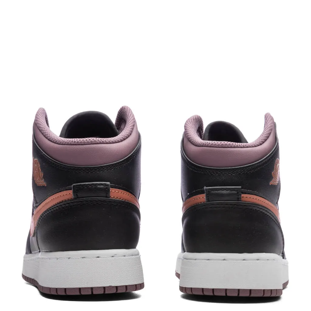 Air Jordan 1 Mid SE (GS) - Black/Sky J Orange/Sky J Mauve