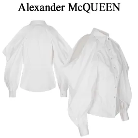 alexander mcqueen  |Casual Style Long Sleeves Plain Cotton Party Style