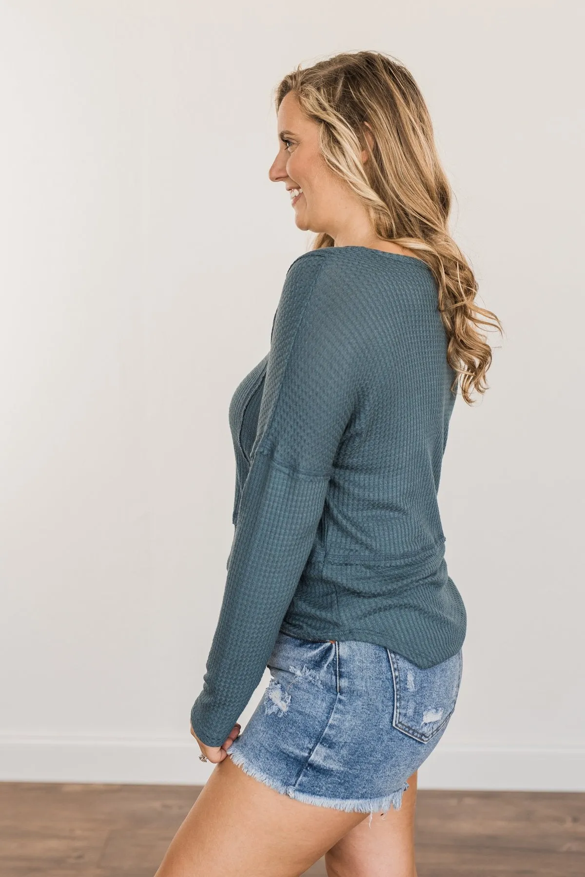 Align With You Thermal Knit Top- Dark Teal