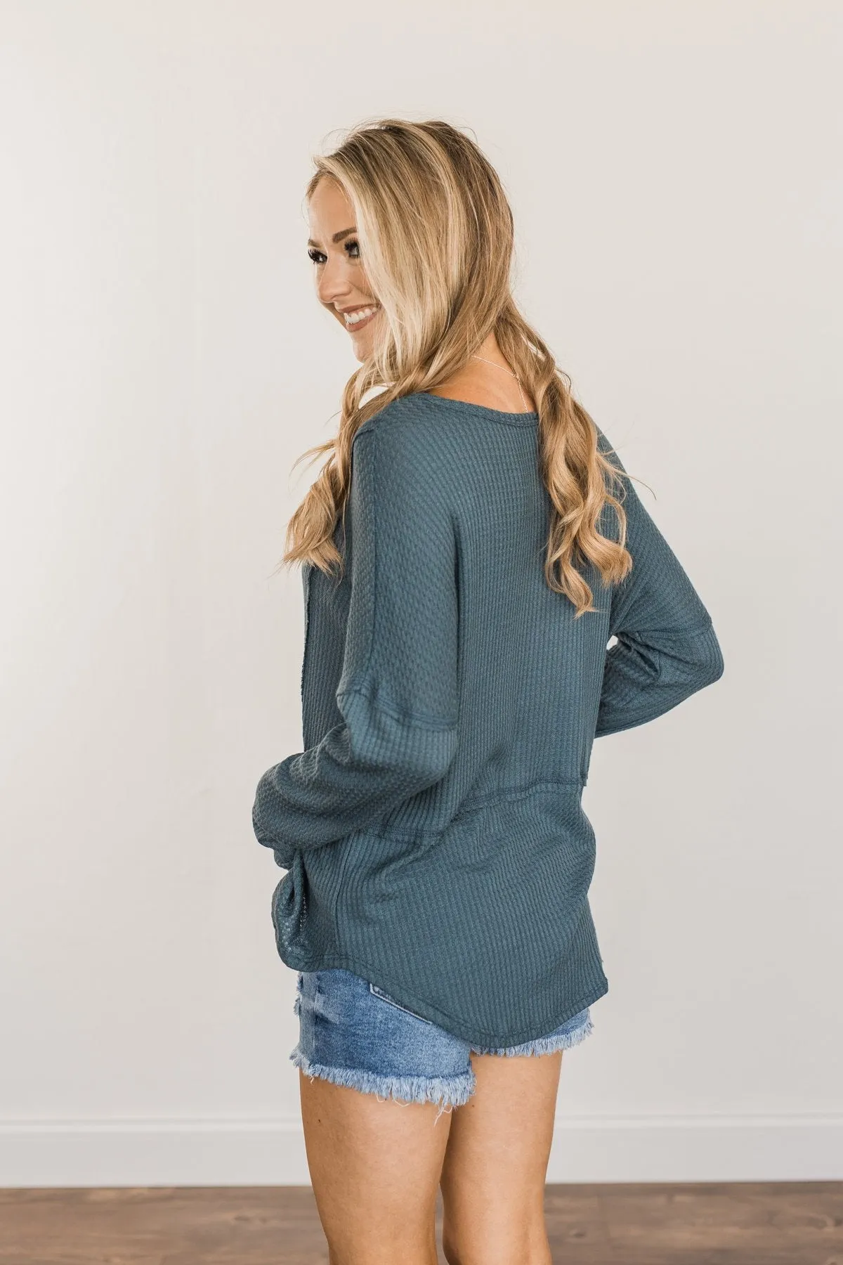 Align With You Thermal Knit Top- Dark Teal