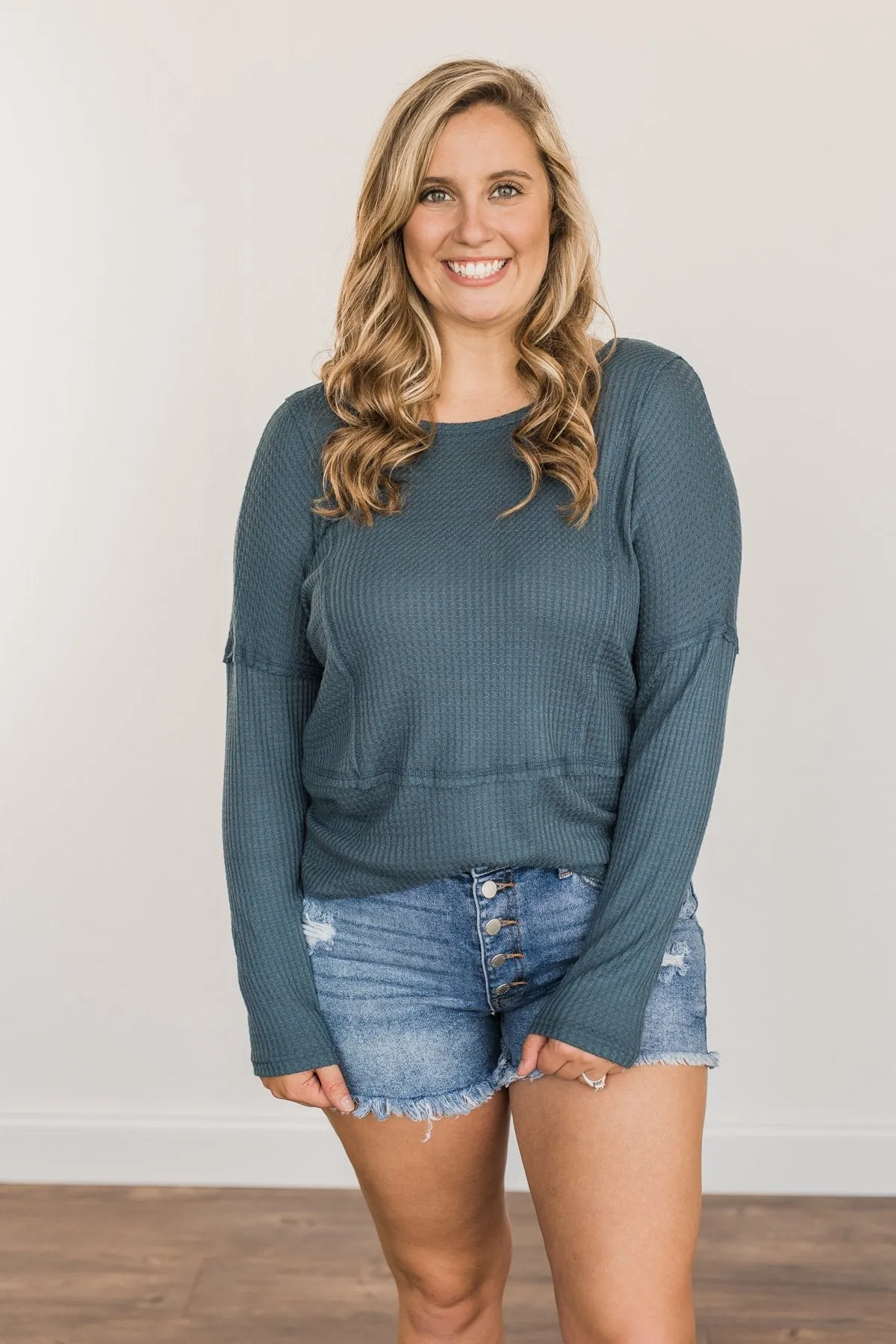 Align With You Thermal Knit Top- Dark Teal