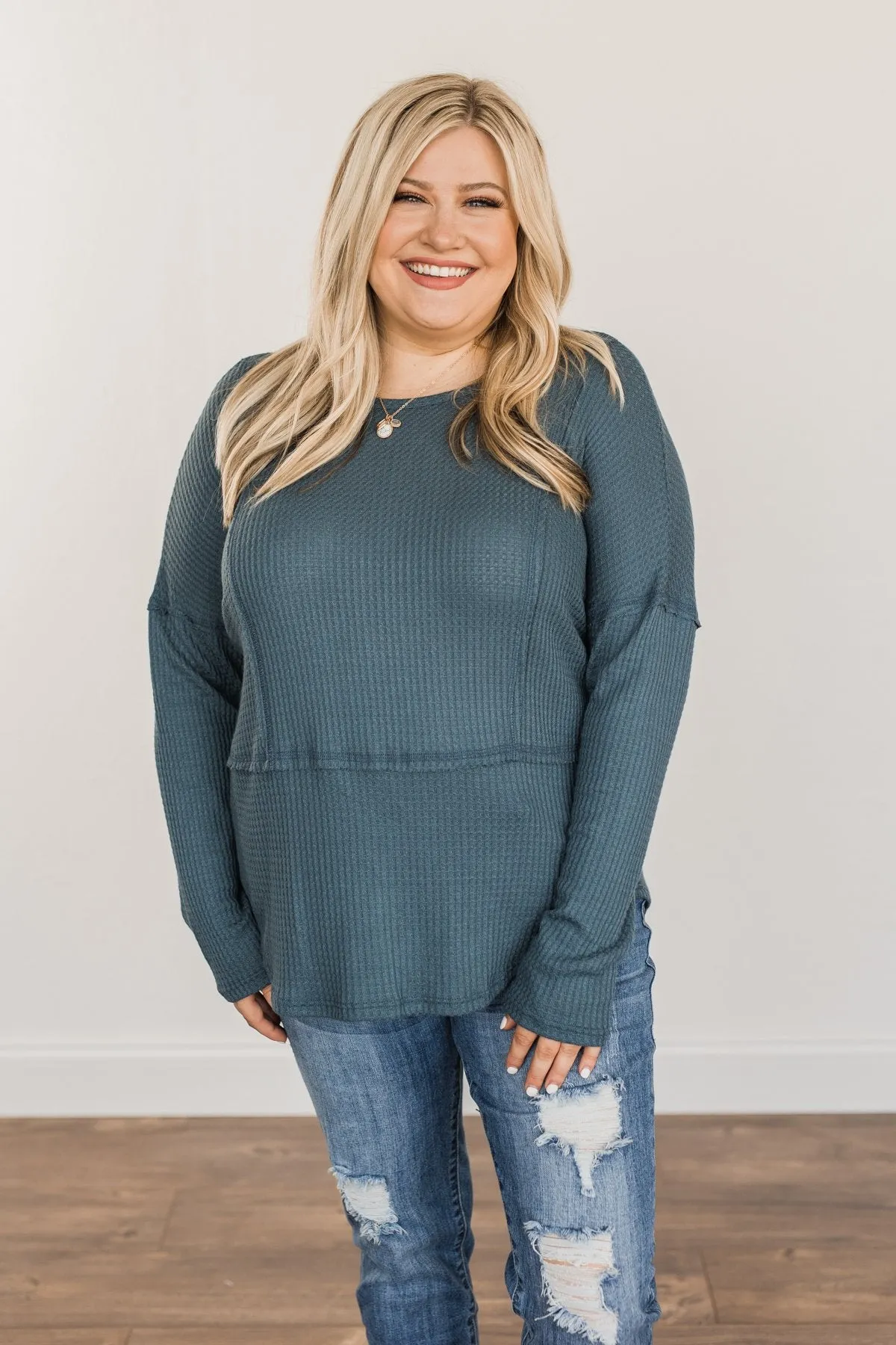 Align With You Thermal Knit Top- Dark Teal