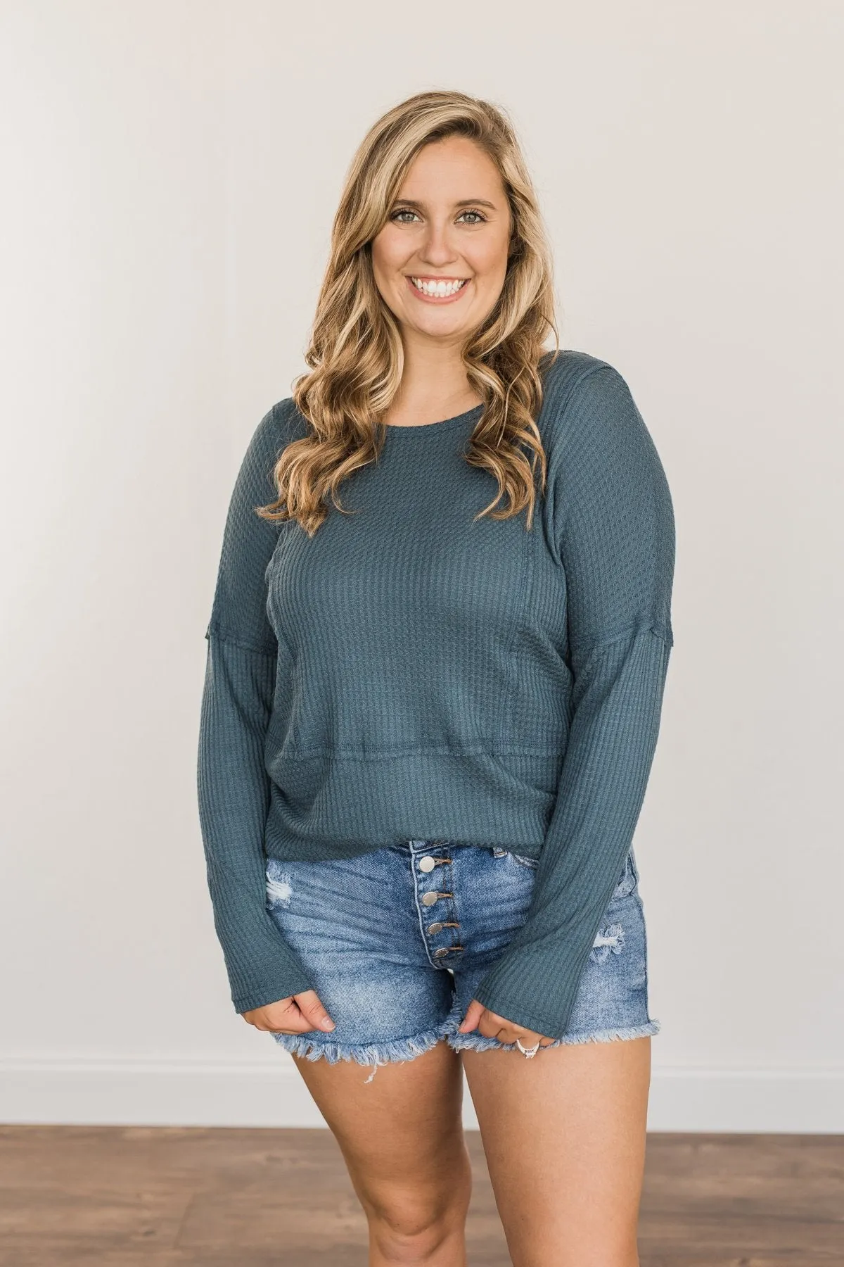 Align With You Thermal Knit Top- Dark Teal