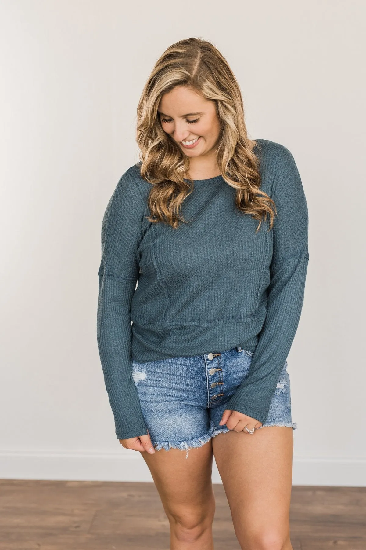 Align With You Thermal Knit Top- Dark Teal