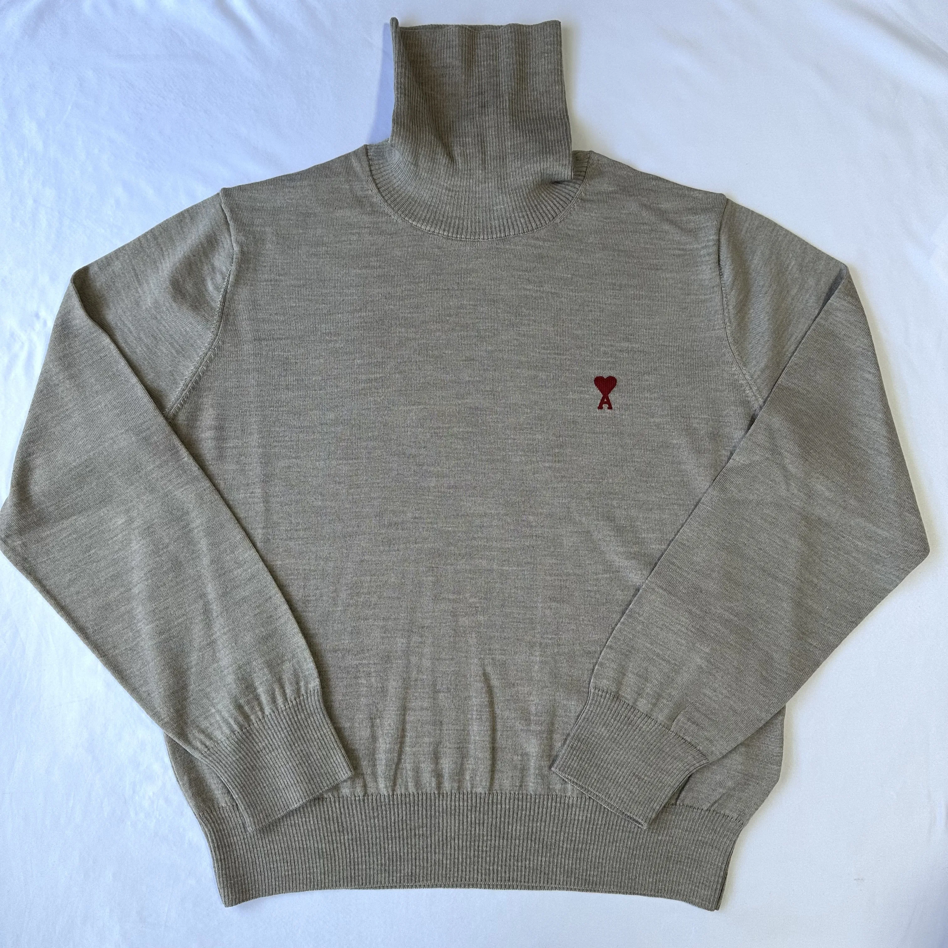 AMI PARIS  |Pullovers Heart Wool Fine Gauge Long Sleeves Plain Logo