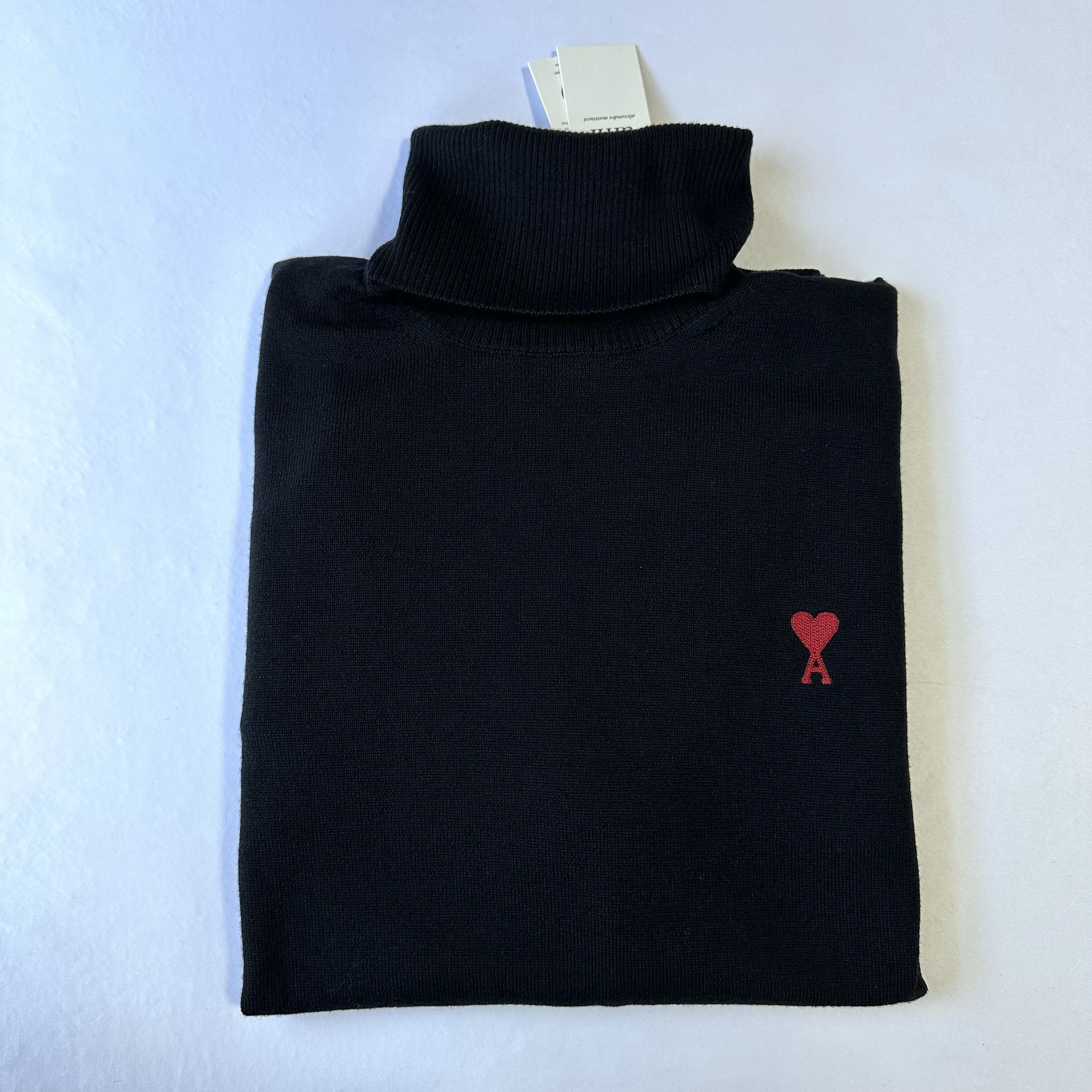 AMI PARIS  |Pullovers Heart Wool Fine Gauge Long Sleeves Plain Logo