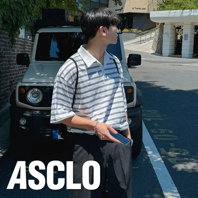 ASCLO  |Pullovers Stripes Unisex Street Style Cotton Short Sleeves