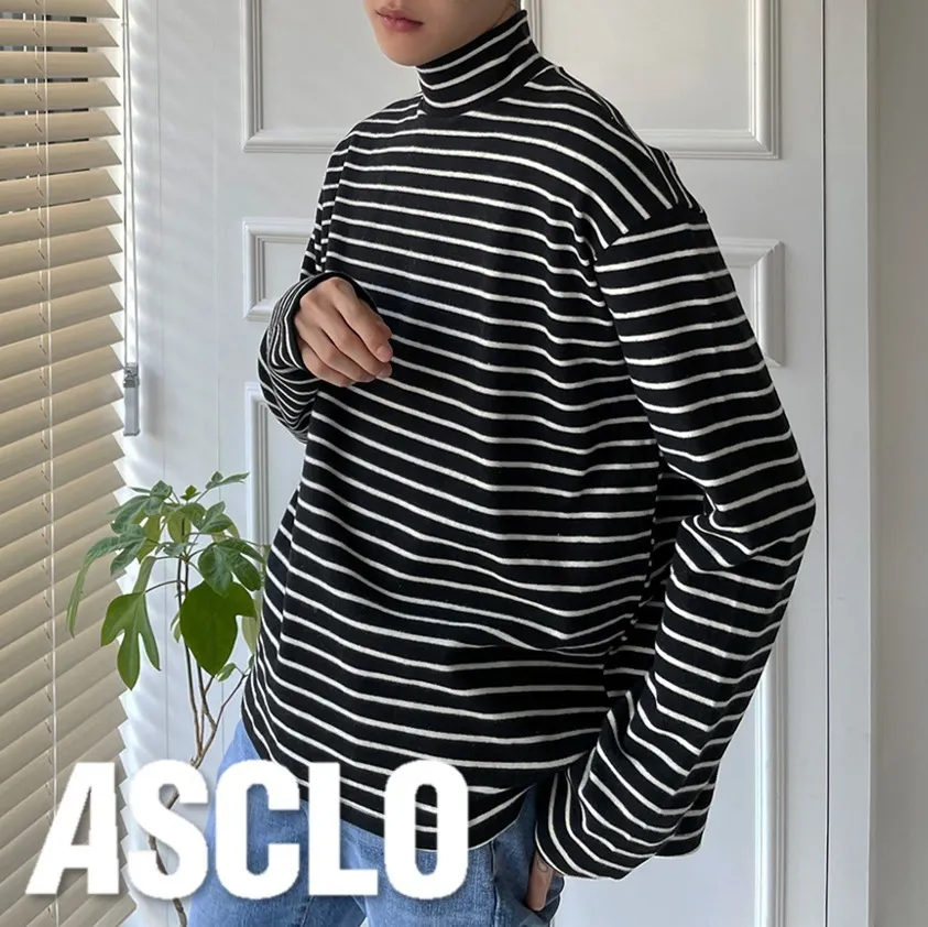 ASCLO  |Pullovers Stripes Unisex Street Style Long Sleeves Cotton