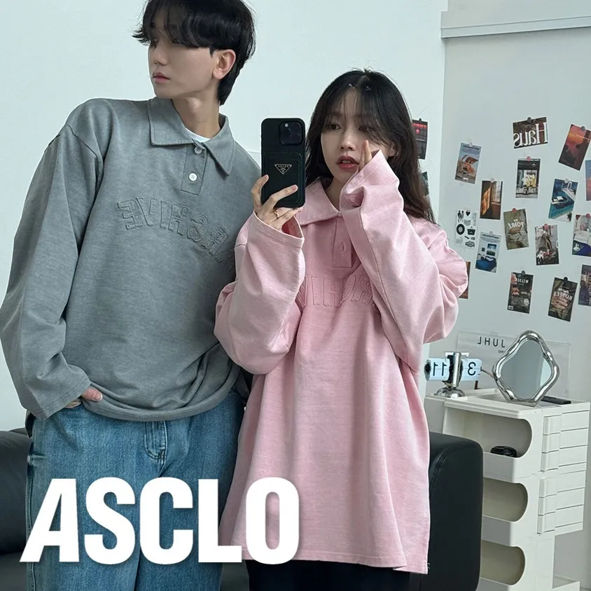 ASCLO  |Pullovers Unisex Street Style Long Sleeves Oversized Logo