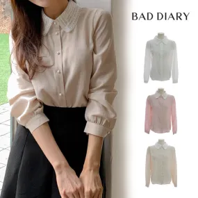 BADDIARY  |Casual Style Long Sleeves Plain Party Style Lace