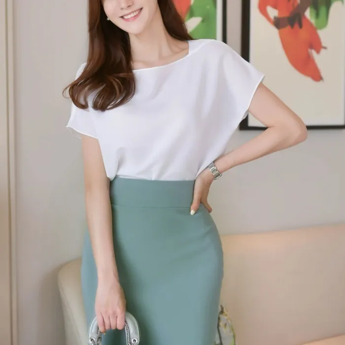 BADDIARY  |Dolman Sleeves Plain Short Sleeves Party Style Office Style