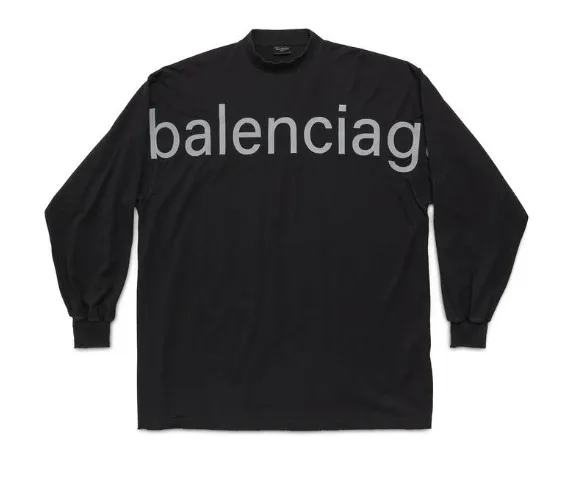 BALENCIAGA  |Bal.com Long Sleeve T-shirt Oversized in Black Faded