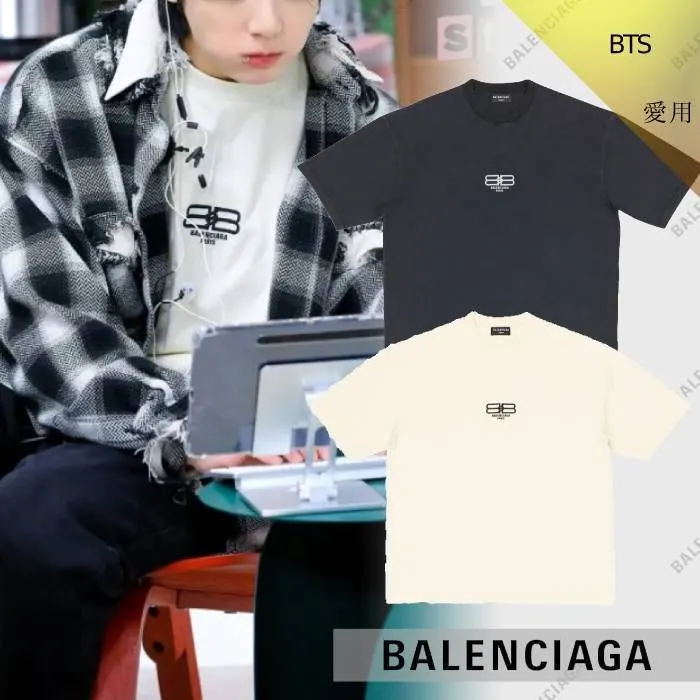 BALENCIAGA  |Crew Neck Pullovers Unisex Street Style Plain Cotton