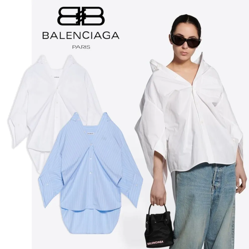 BALENCIAGA  |Women's swing twisted shirt in blue