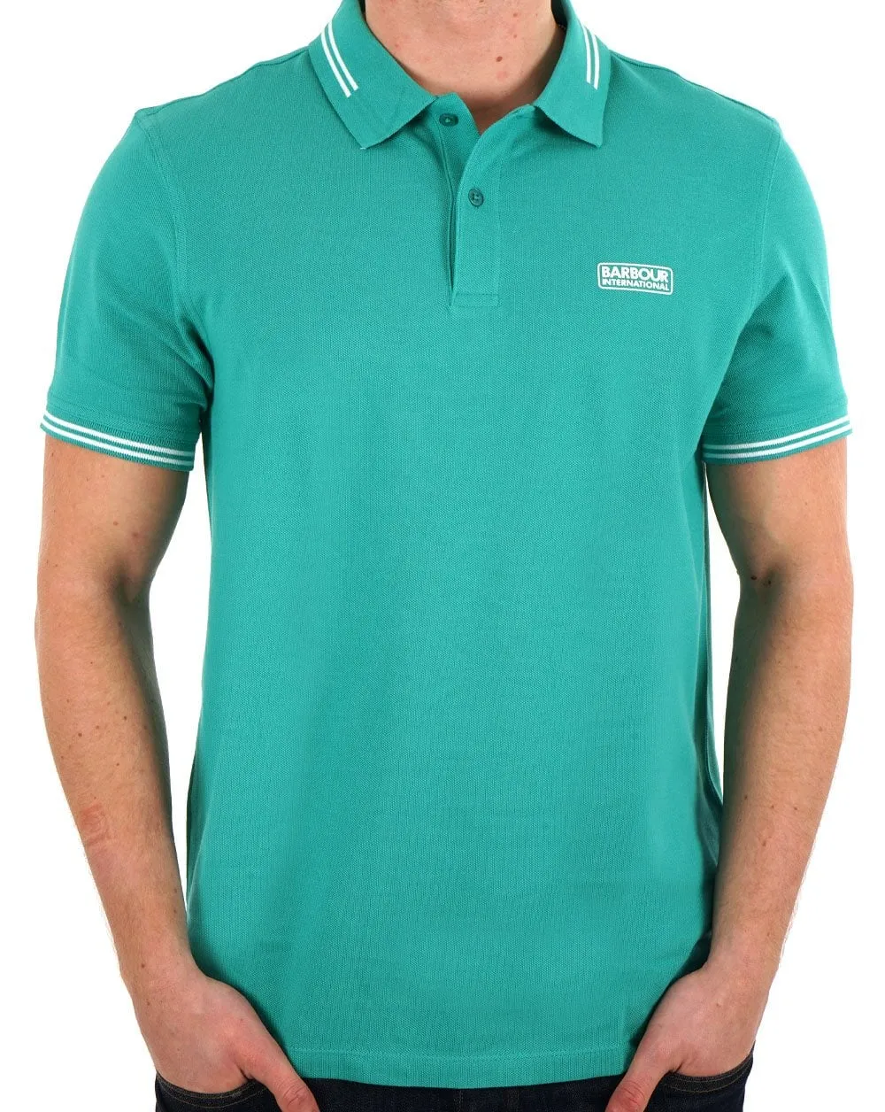 Barbour International Essential Tipped Polo Fender Teal