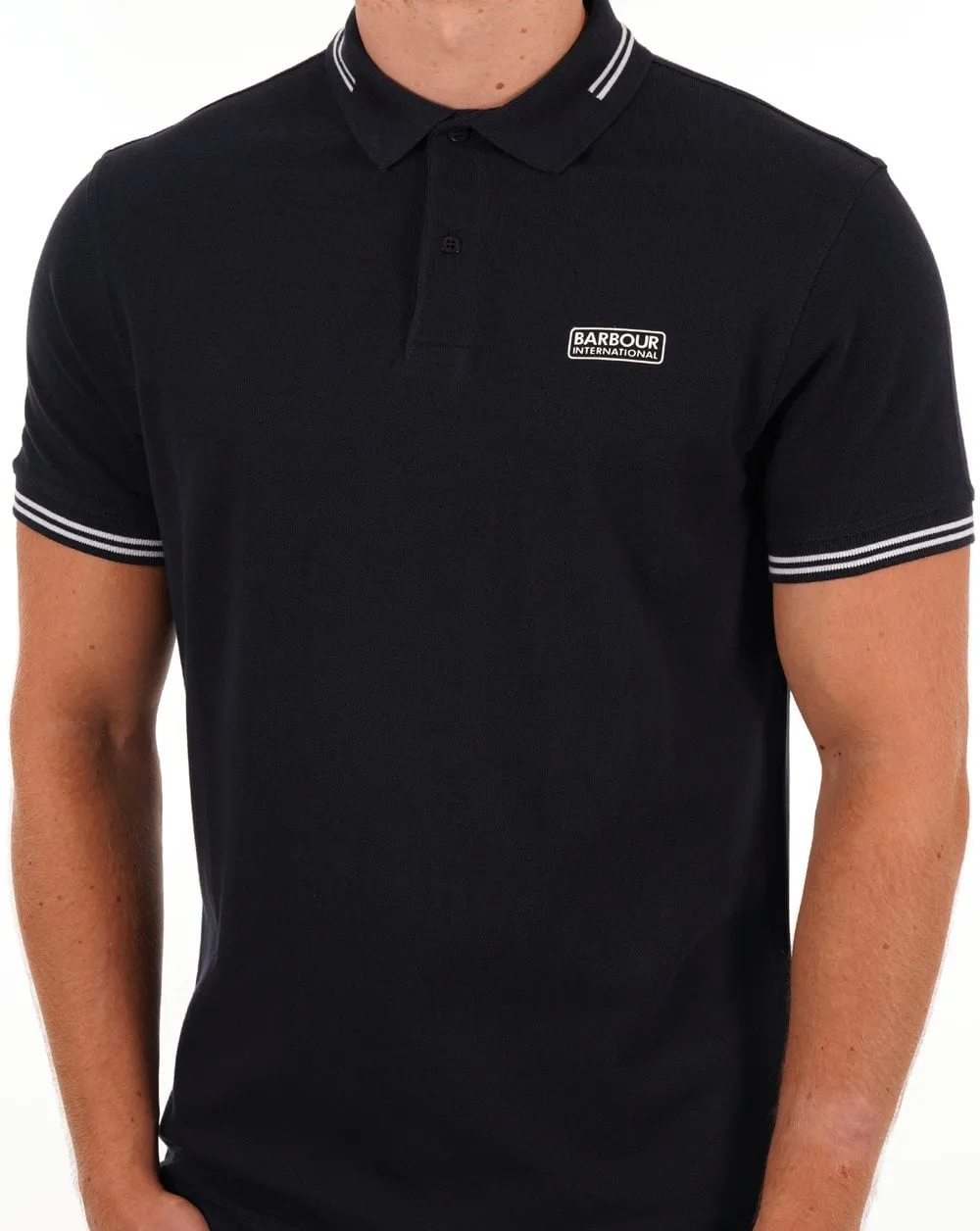 Barbour International Tipped Polo Navy/white