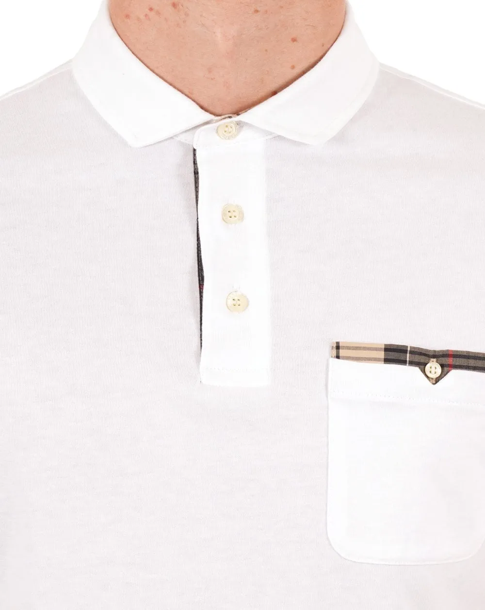 Barbour Tartan Pocket Polo White