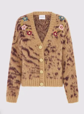 Big Meow Brushed Alpaca Embroidered Cardigan