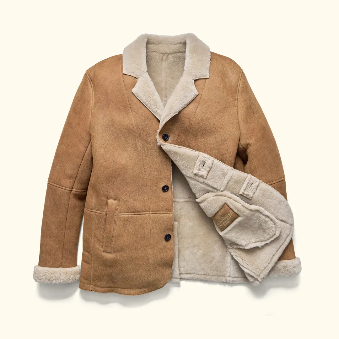 Big Sky Shearling Leather Blazer | Sandstone Brown