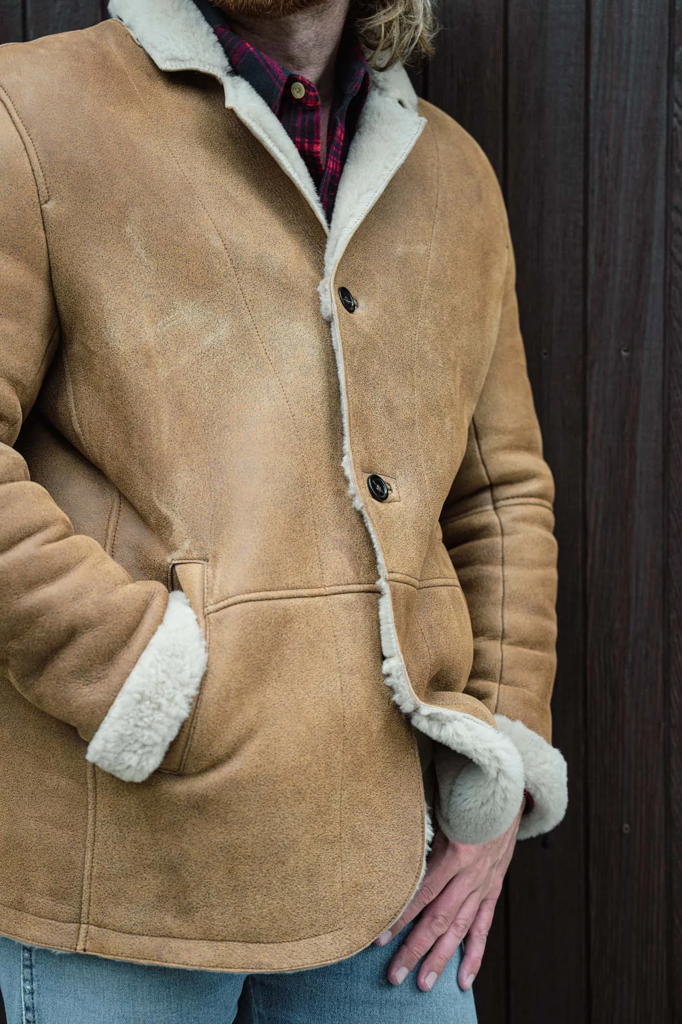 Big Sky Shearling Leather Blazer | Sandstone Brown