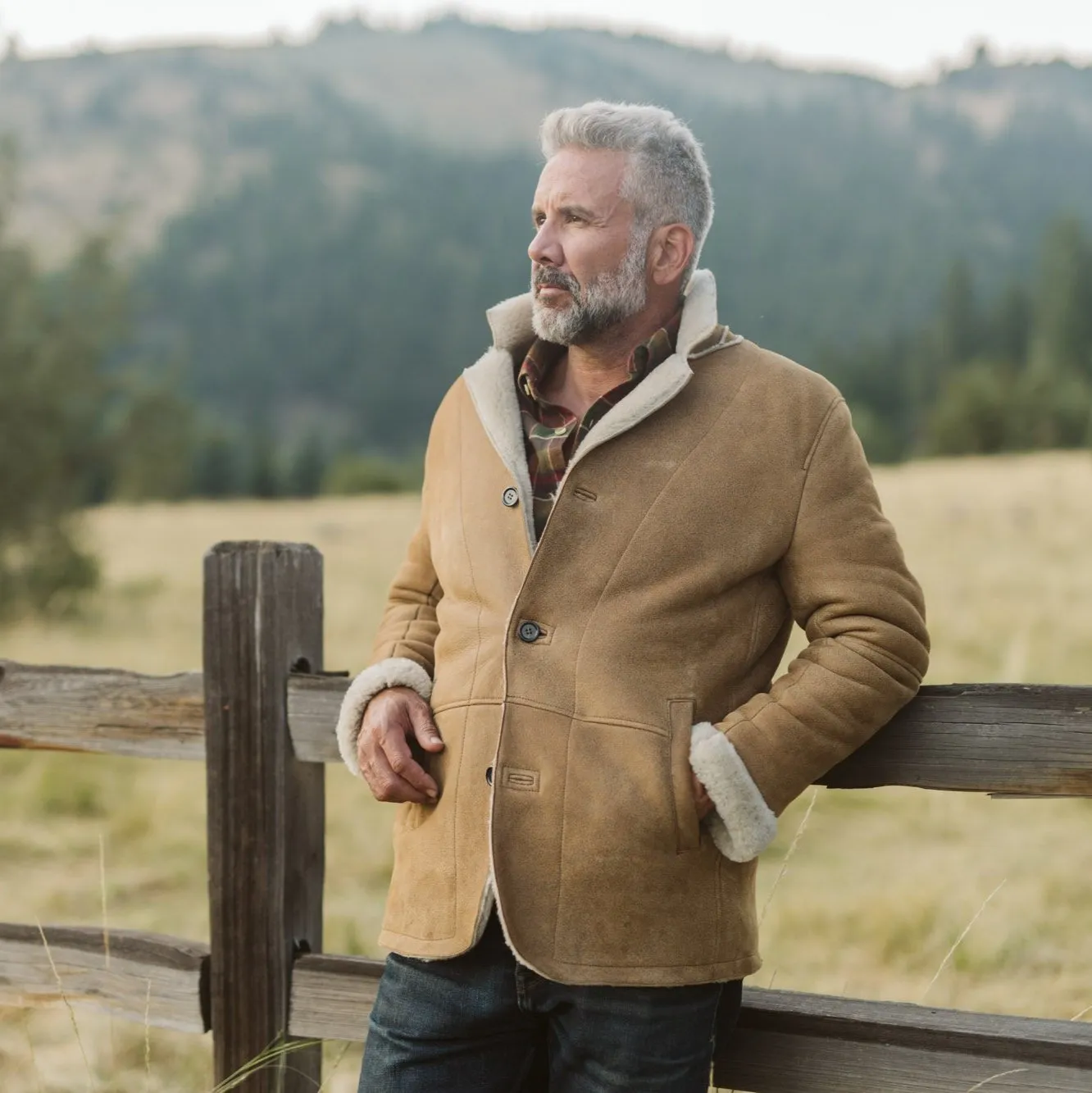 Big Sky Shearling Leather Blazer | Sandstone Brown