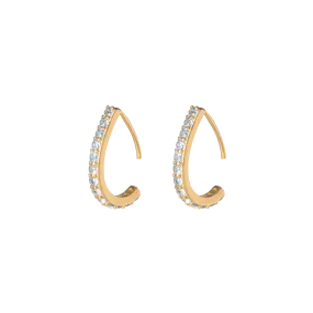 Boh Runga - Gold Plated Rocksteady Droplet Hoops CZ