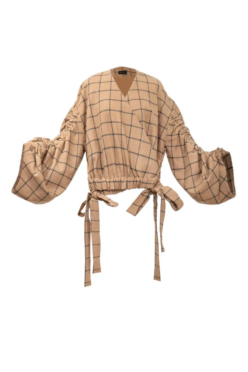 Brown Geyser Checkered Wrapped Outerwear