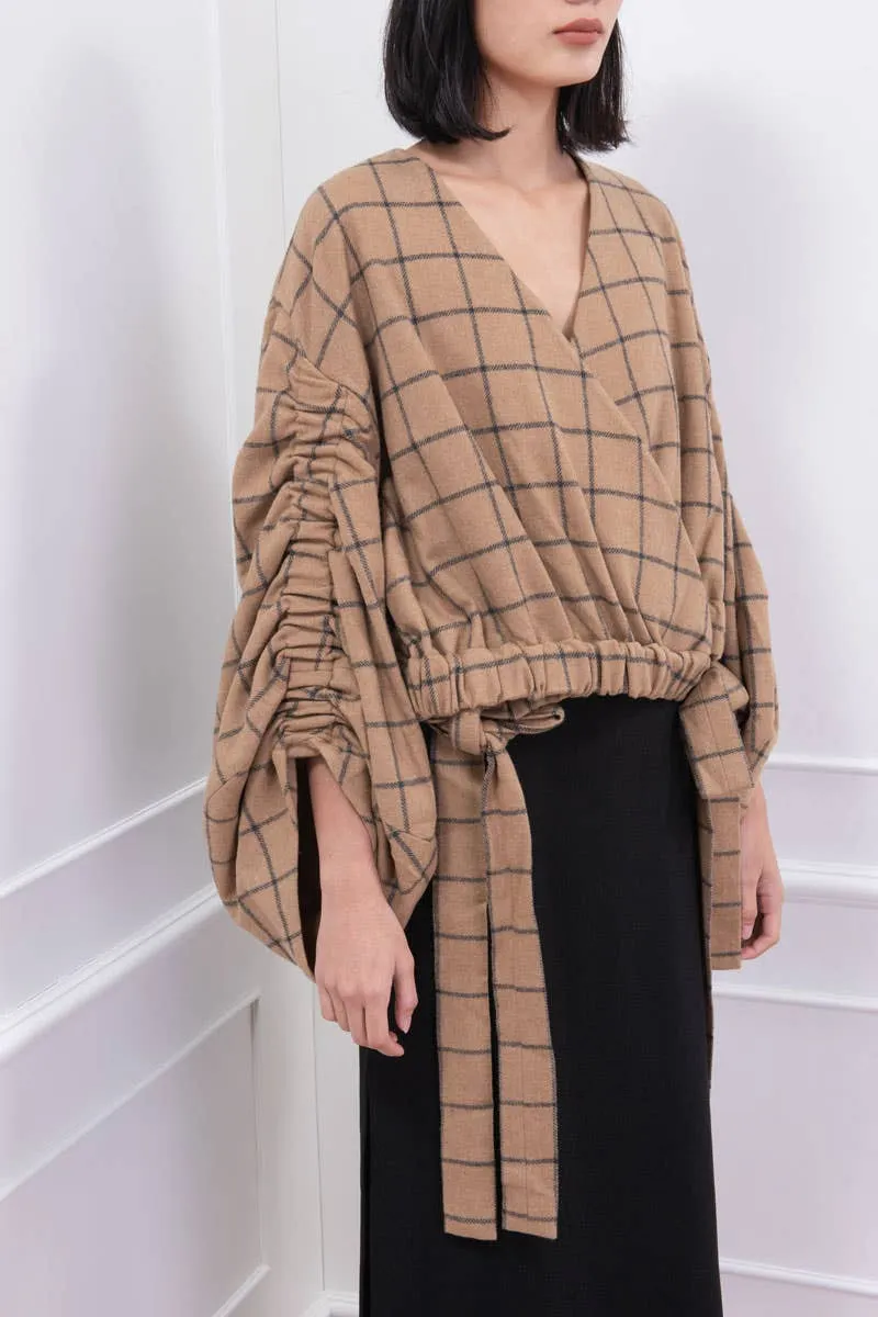 Brown Geyser Checkered Wrapped Outerwear