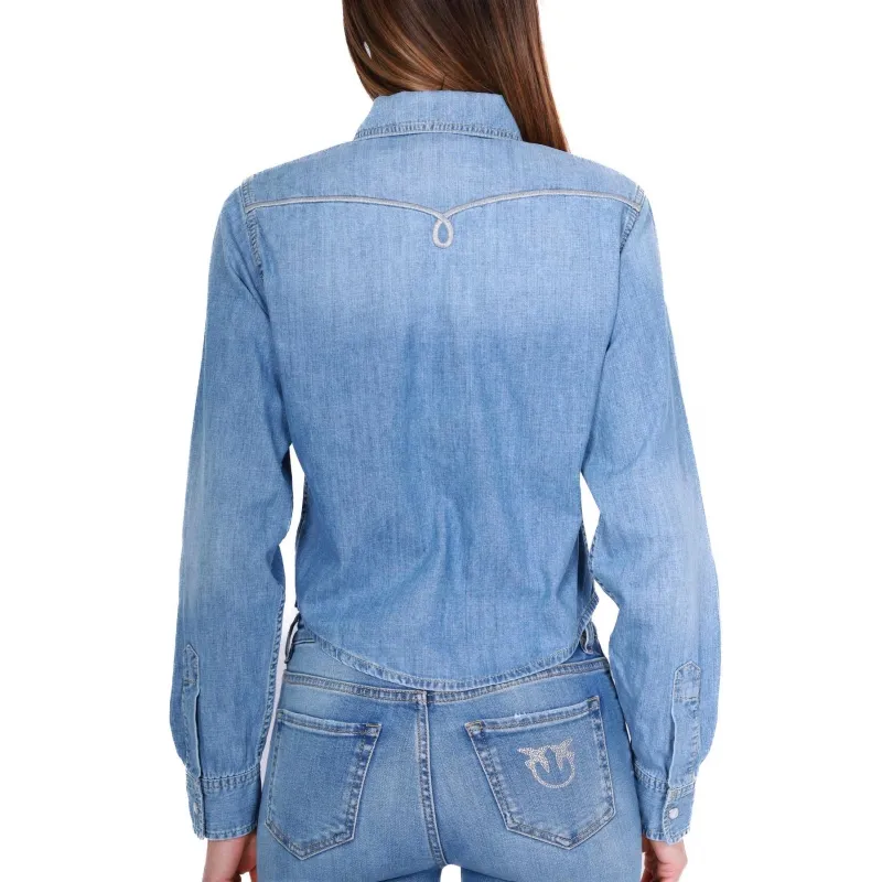 CAMICIA IN JEANS CORTA, AZZURRO