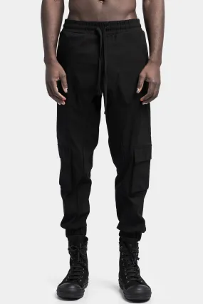 Cargo pocket drawstring pants, Black