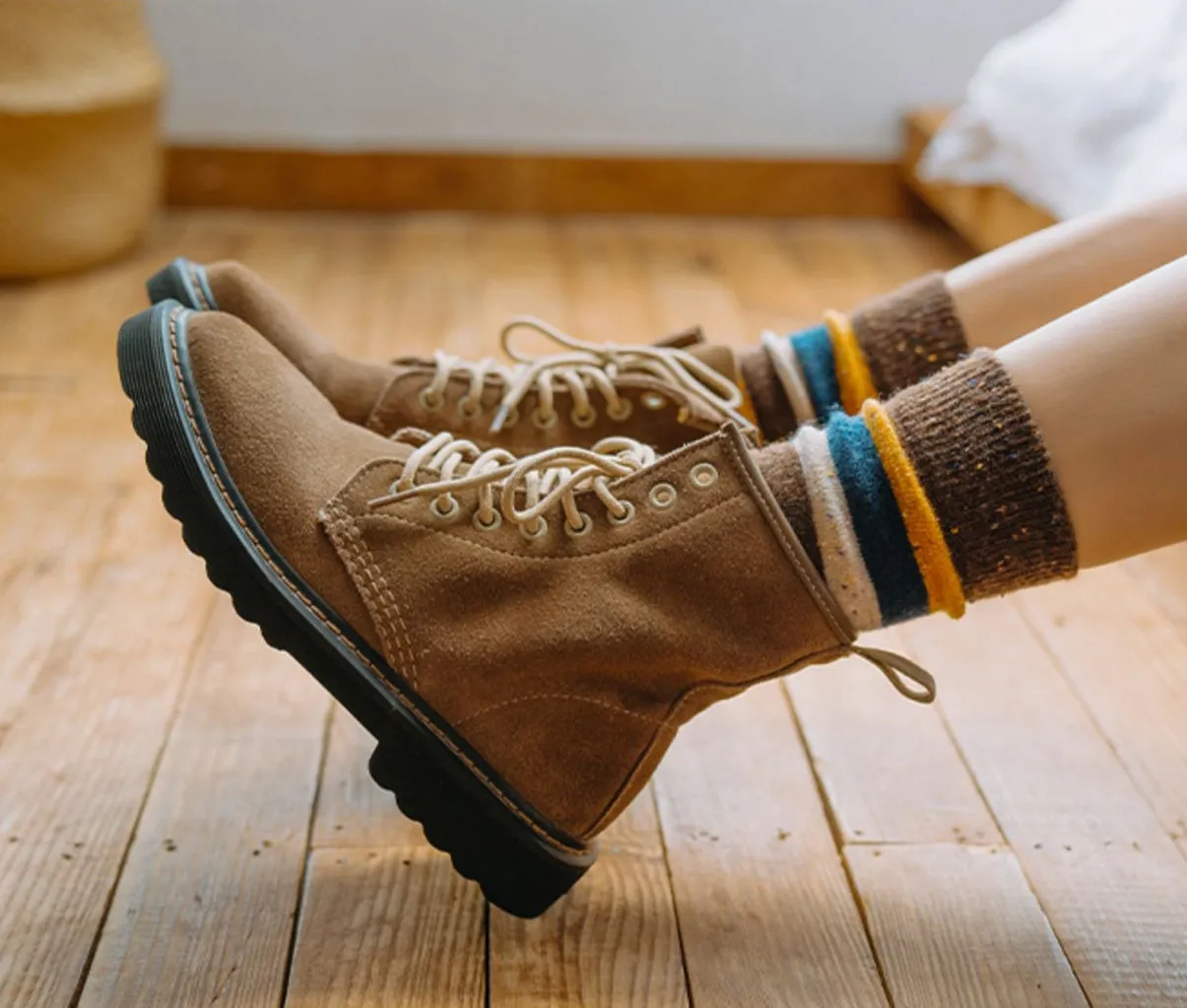 Cozy and Warm | Wool Socks | Brown Stripes