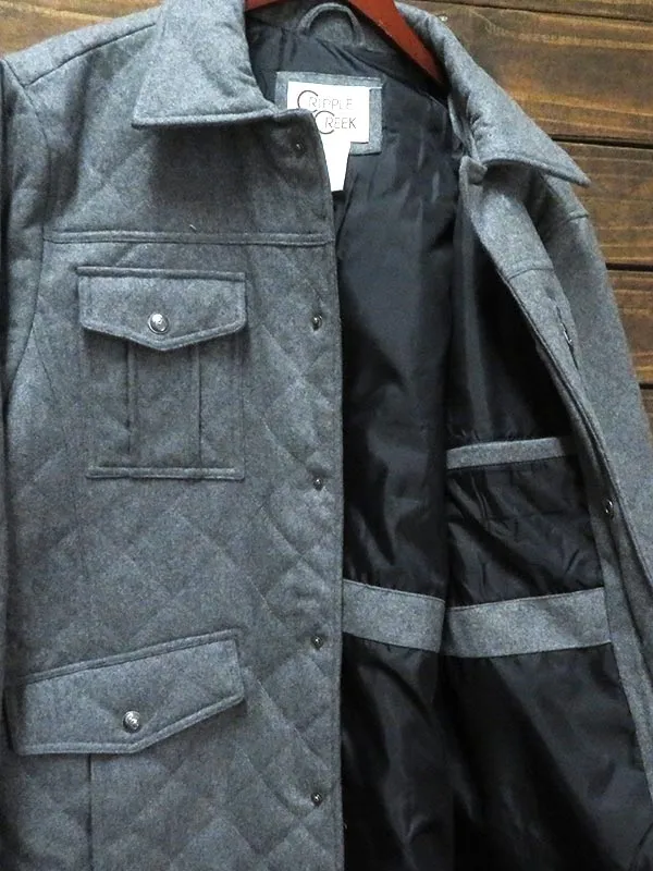 Cripple Creek CR42066 Mens Quilted Light Weight Wool Melton Coat Grey