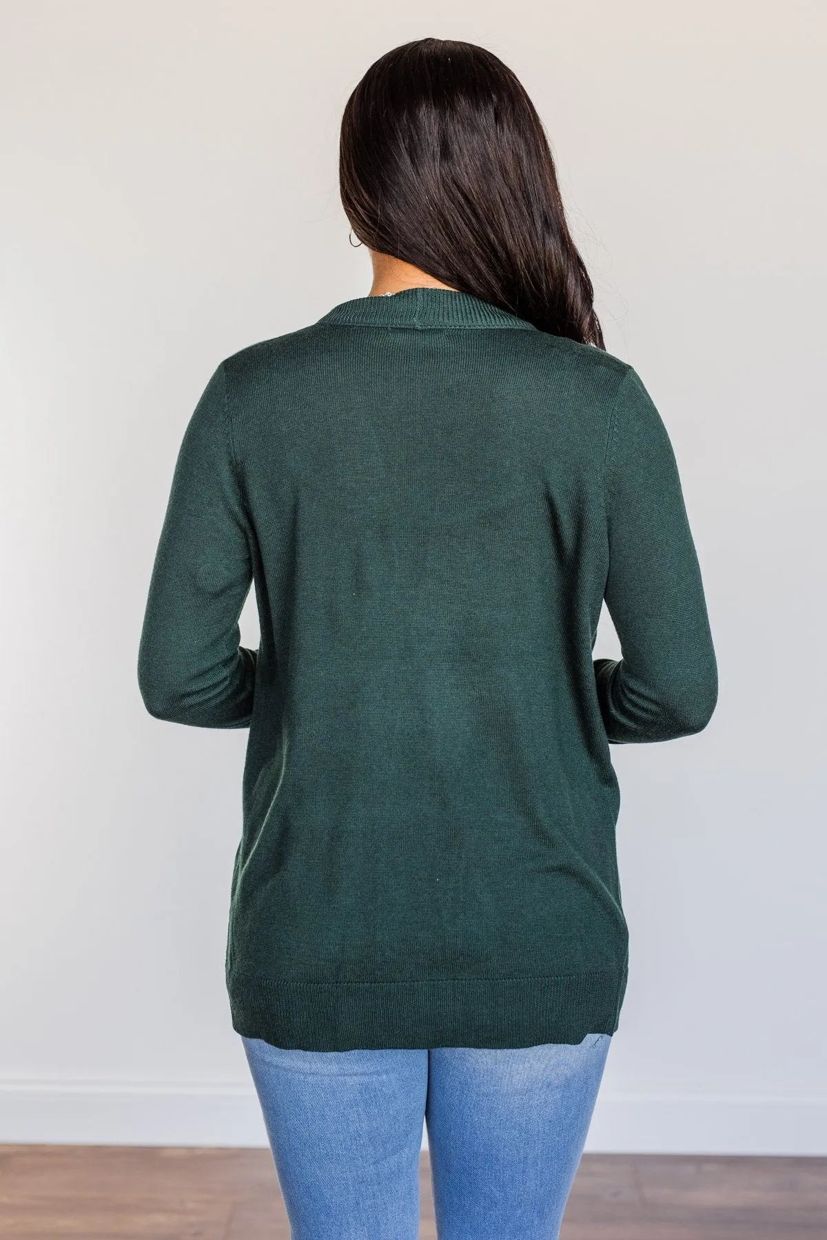 Dance Under The Stars Lightweight Cardigan- Forest Green