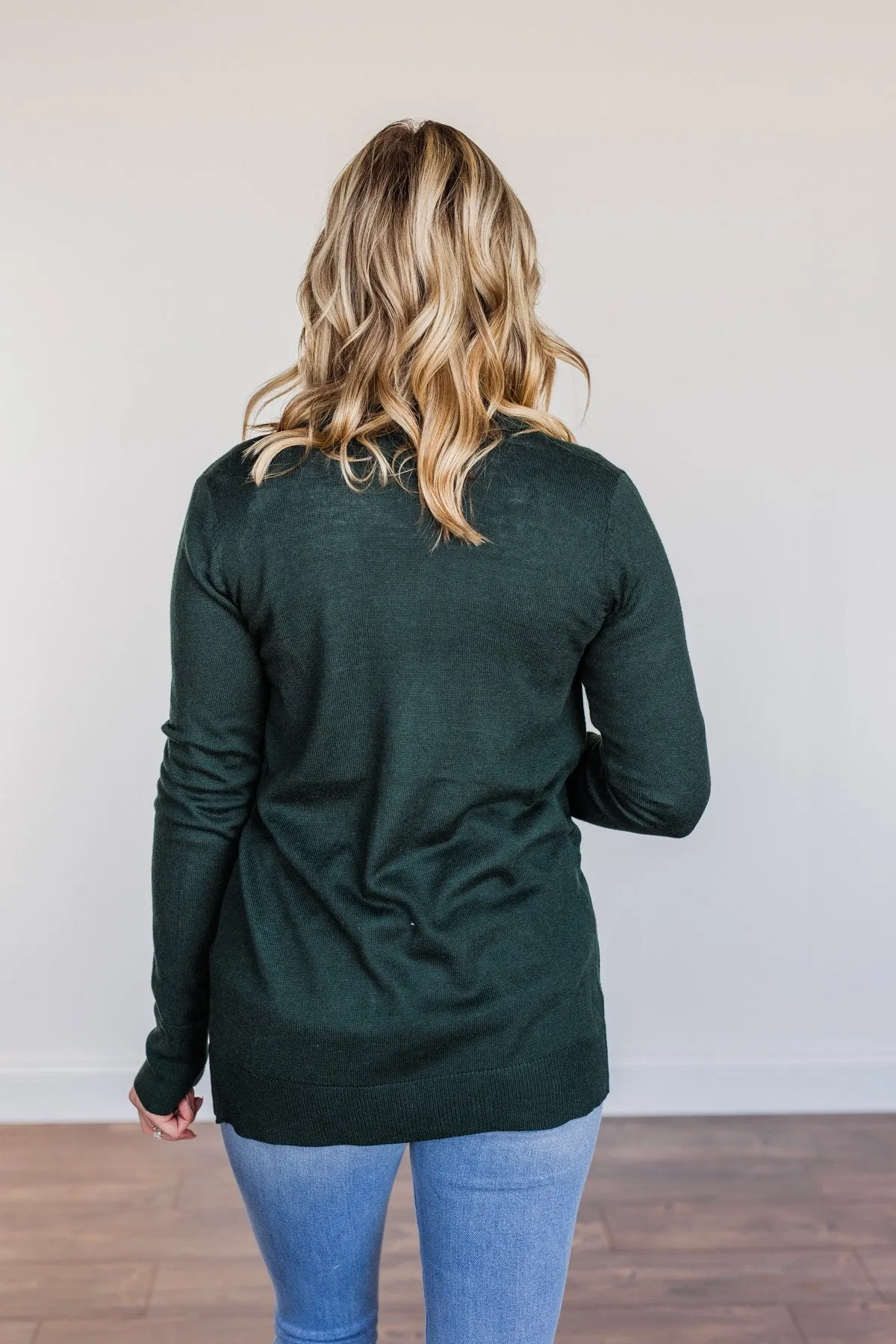 Dance Under The Stars Lightweight Cardigan- Forest Green