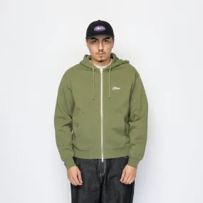 Dime - Cursive Small Logo Zip Hoodie (Army Green)