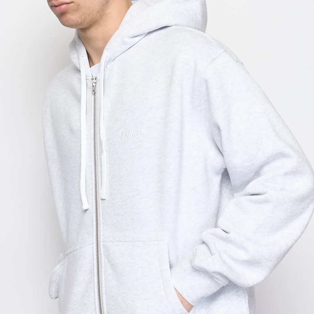 Dime - Cursive Small Logo Zip Hoodie (Ash)