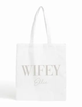 Dollymix Women's Personalised Wifey Tote Bag - White, White