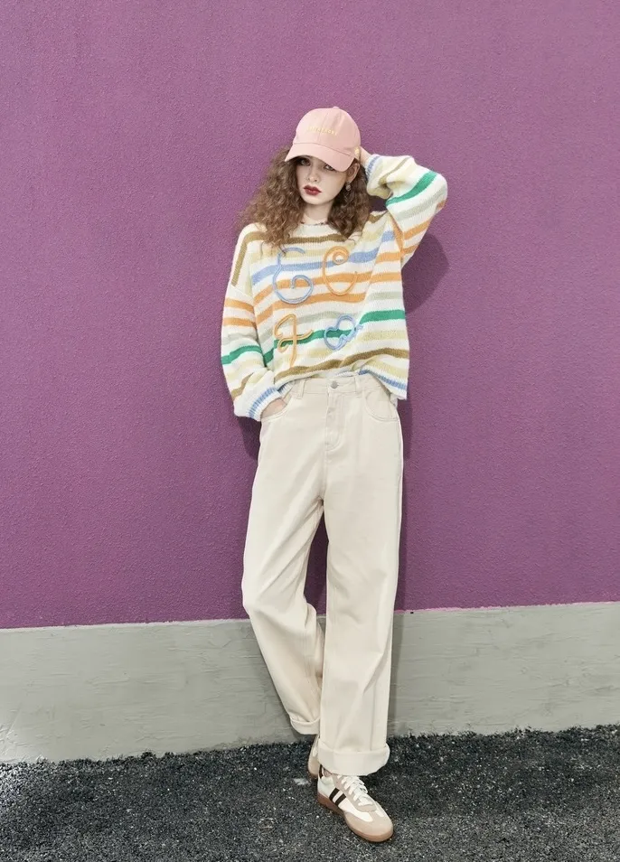 ELF SACK  |Stripes Casual Style Long Sleeves Plain Oversized