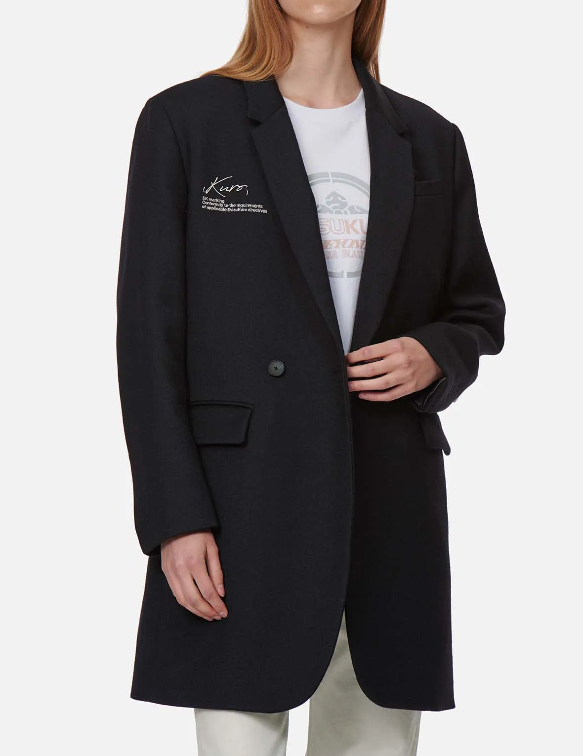 Embossed Logo Long Blazer