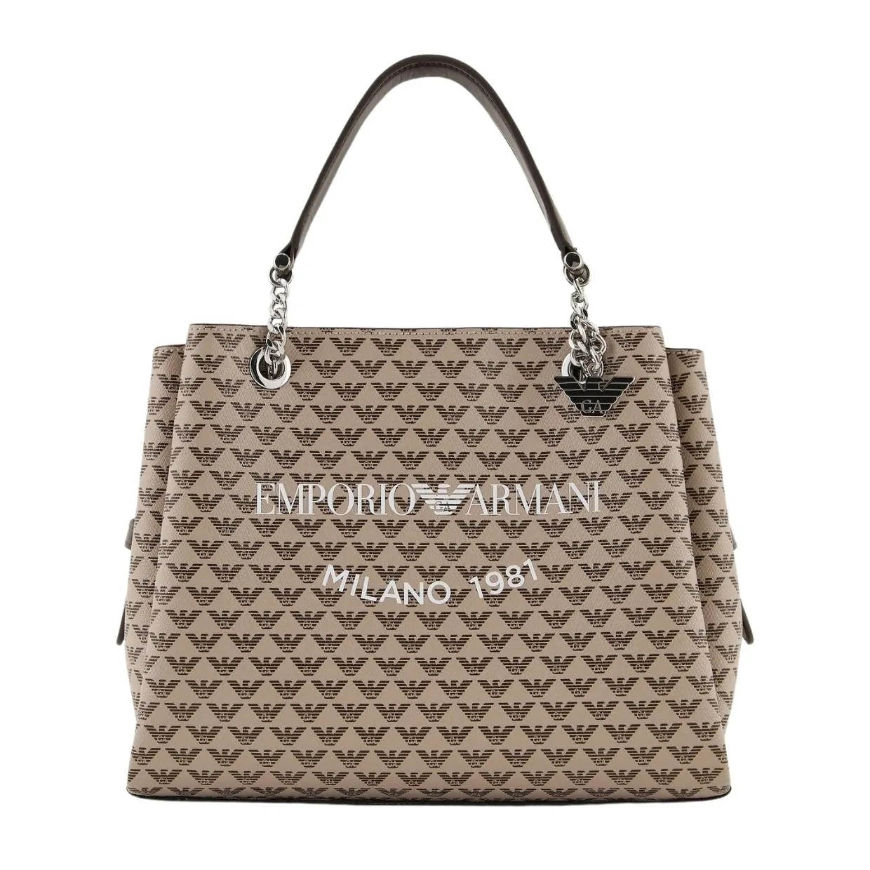 Emporio Armani All-Over Eagle Logo Beige Tote Bag