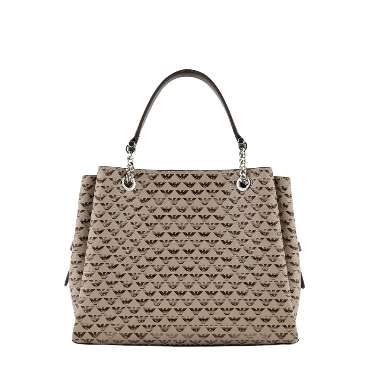 Emporio Armani All-Over Eagle Logo Beige Tote Bag