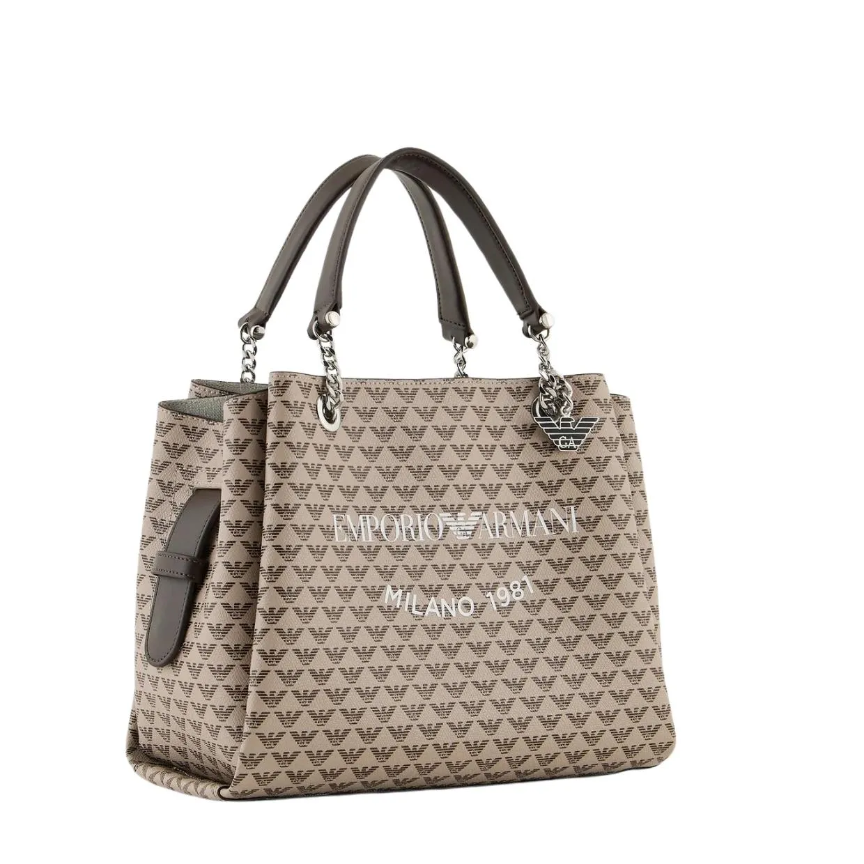 Emporio Armani All-Over Eagle Logo Beige Tote Bag