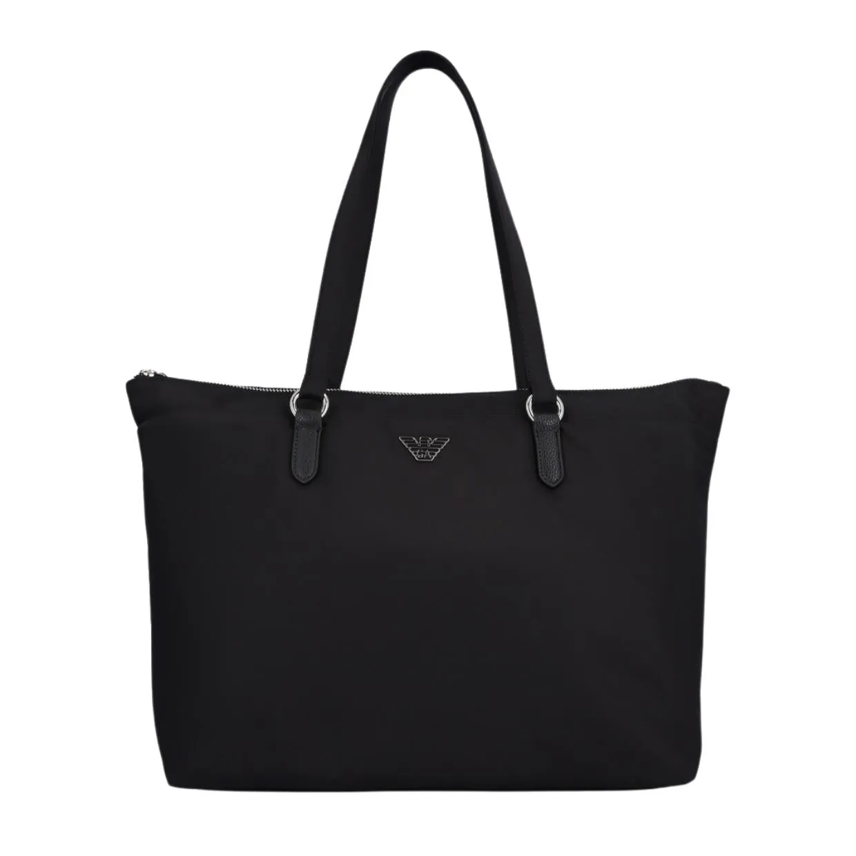 Emporio Armani Eagle Plaque Black Nylon Tote Bag