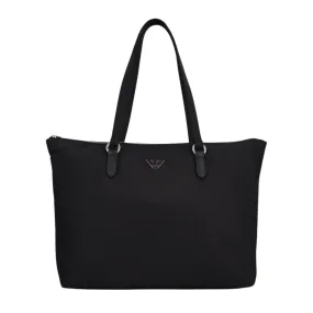 Emporio Armani Eagle Plaque Black Nylon Tote Bag