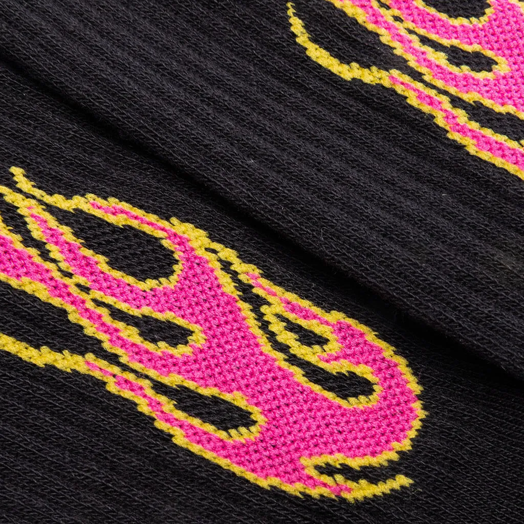 Flames Socks - Black/Fuchsia