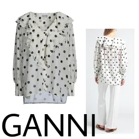 Ganni  |Dots Casual Style Long Sleeves Party Style Elegant Style