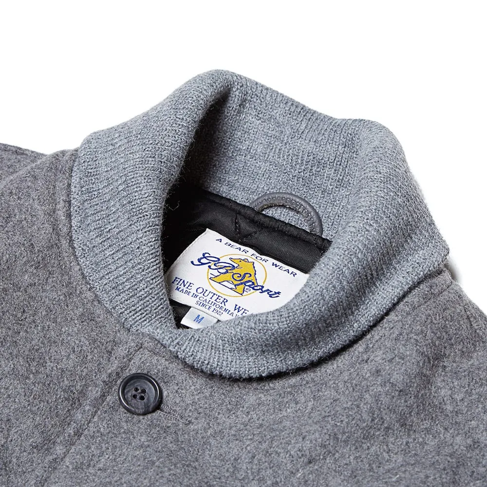 Golden Bear Sportswear Melton Wool Shawl Collar Varsity JacketGrey